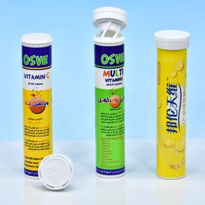 OEM 150ml PP Plastic Vitamin C Candy Effervescent Tablet Tubes with Desiccant Flip Cover