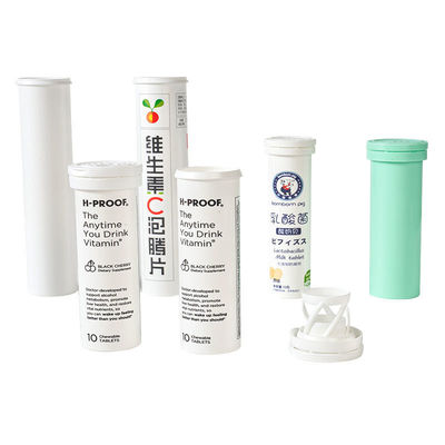 Effervescent Tablet Vitamin C Bottle with PP Cap and Customized Logo in White Plastic