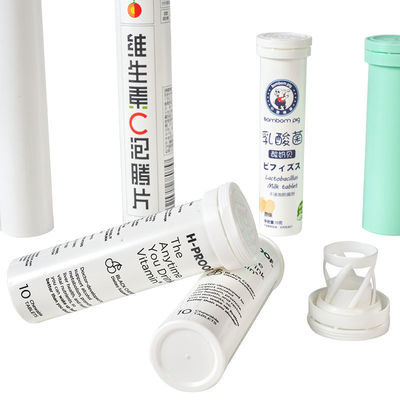 Effervescent Tablet Vitamin C Bottle with PP Cap and Customized Logo in White Plastic
