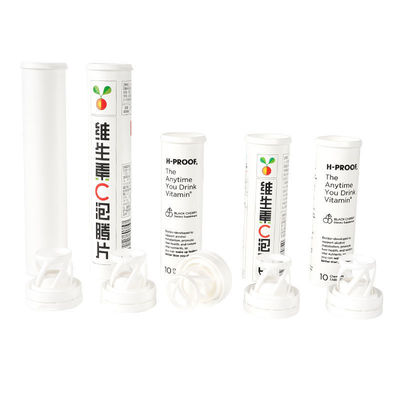 Effervescent Tablet Vitamin C Bottle with PP Cap and Customized Logo in White Plastic
